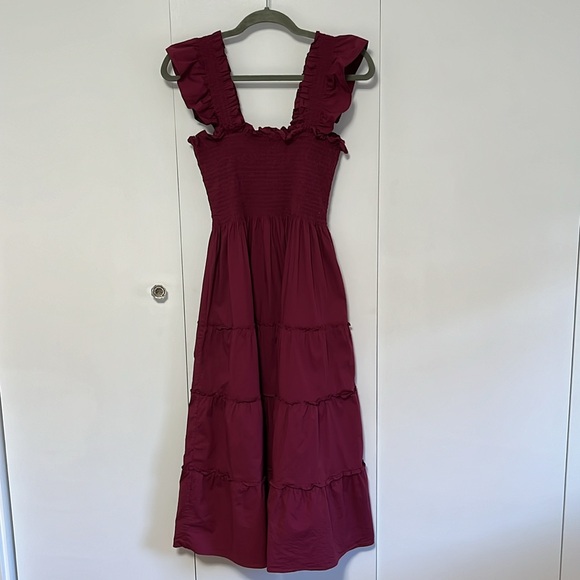 Hill House Home Ellie Nap Dress in Burgundy Size Small 100% Cotton Maxi Dress - Picture 2 of 10